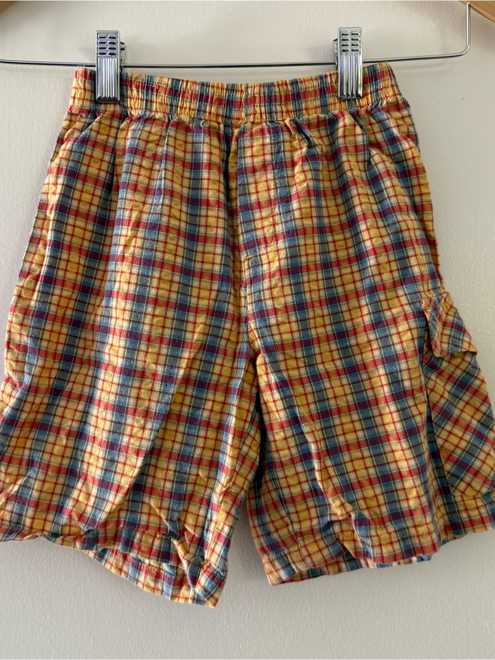 Vintage Kids Yellow Plaid Pull-On Shorts